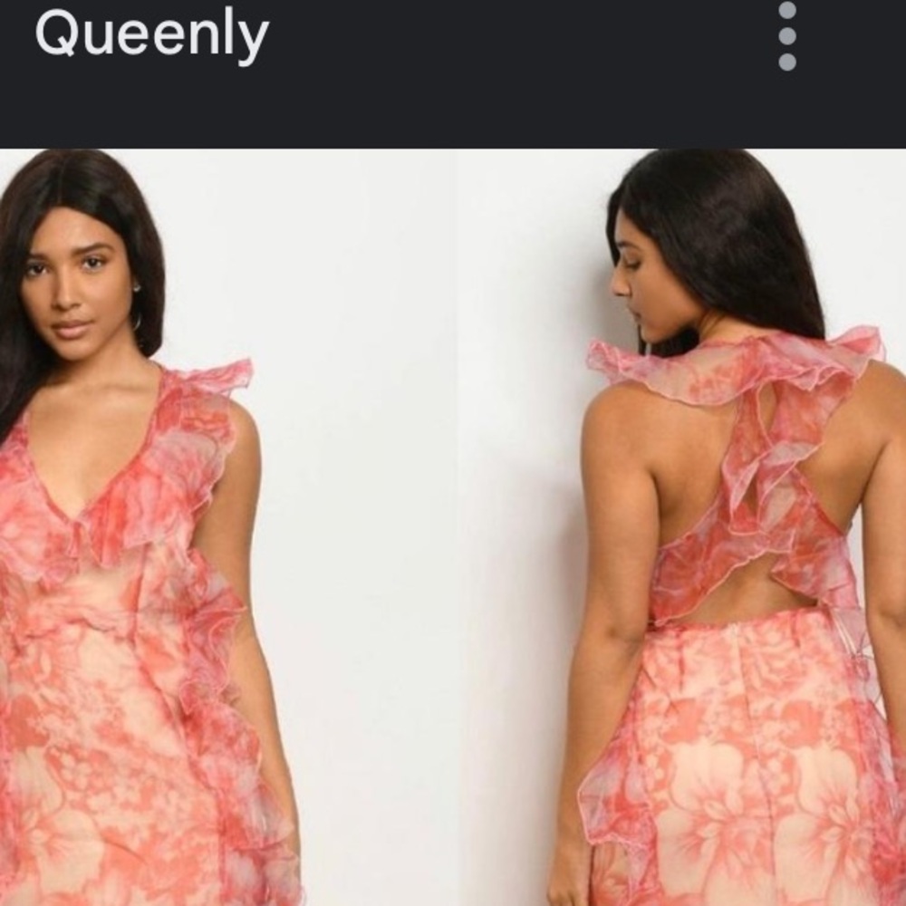 Luxxel Pink Floral Ruffle Jumpsuit